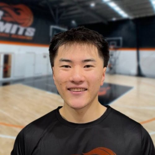 High school basketball player in No Limits Basketball gym, playing and practicing.