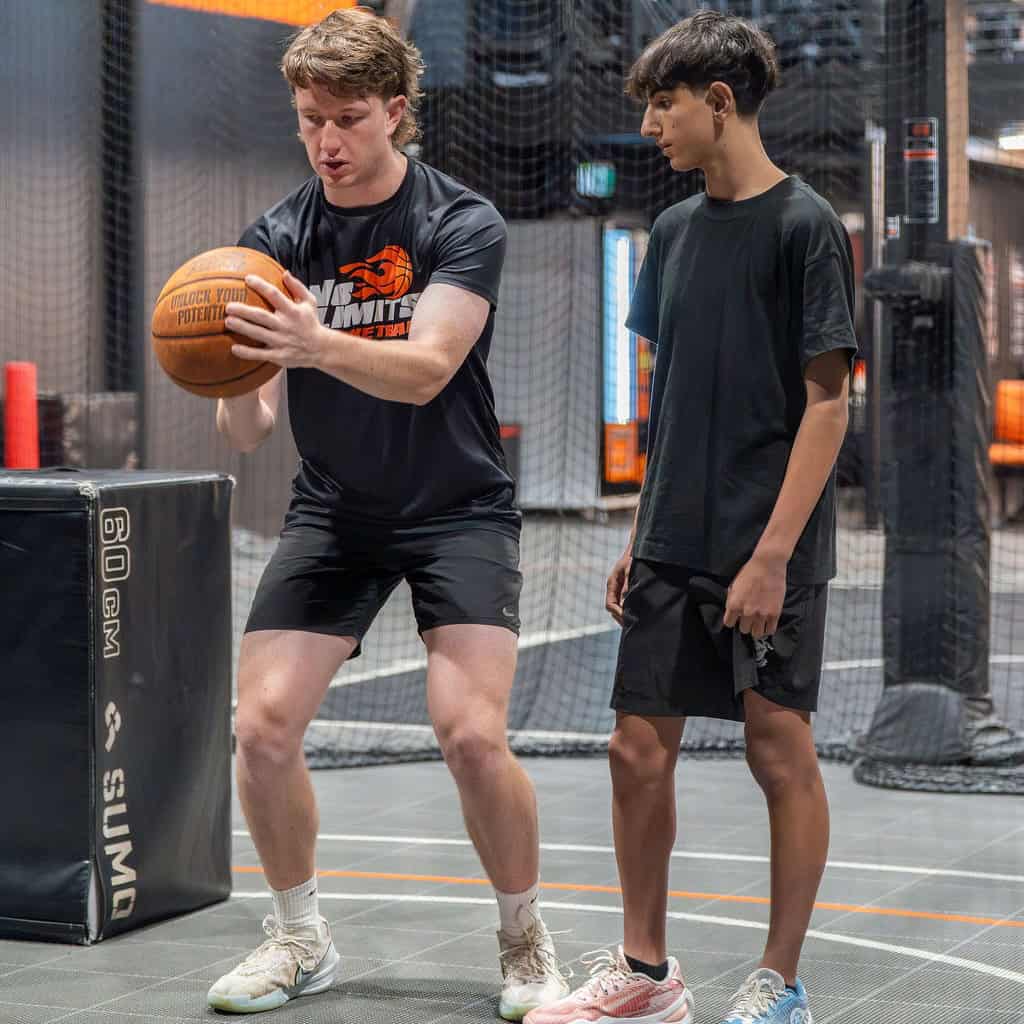Basketball training at No Limits Basketball in Australia, focusing on youth skill development.