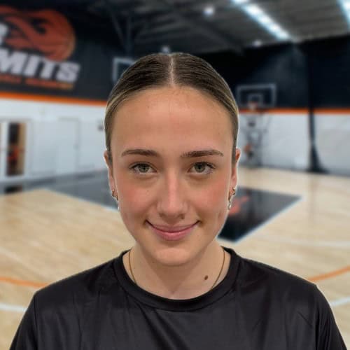 Youth female basketball player at No Limits Basketball indoor court in Australia.