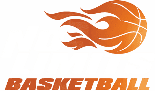No Limits Basketball logo with a flaming basketball and bold text.
